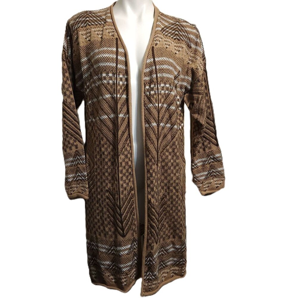 Simply Emma duster Women's 1X cardigan Open-front sweater 1X Tan Fall Winter